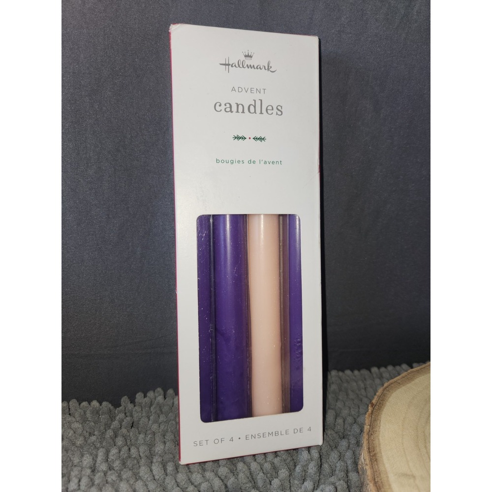 Set of 4-Vintage‎ Hallmark 10in Advent Candles Purple & Pink Taper Candles NEW